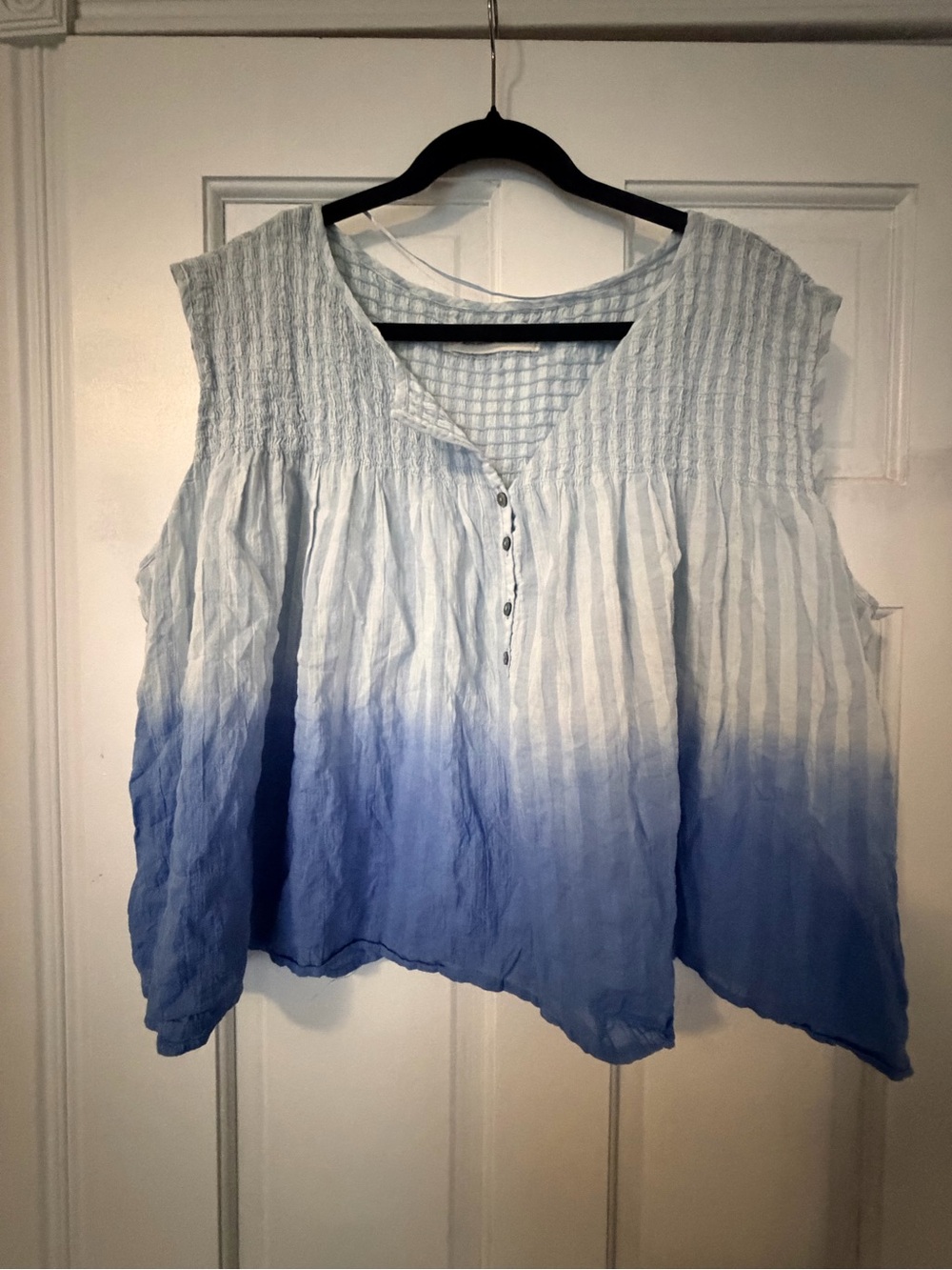 We The Free Blue Ombre Sleeveless Cotton Tunic
